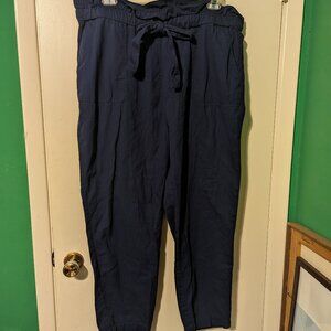 Draper James Navy Straight-Leg Pants with Drawstring Waist